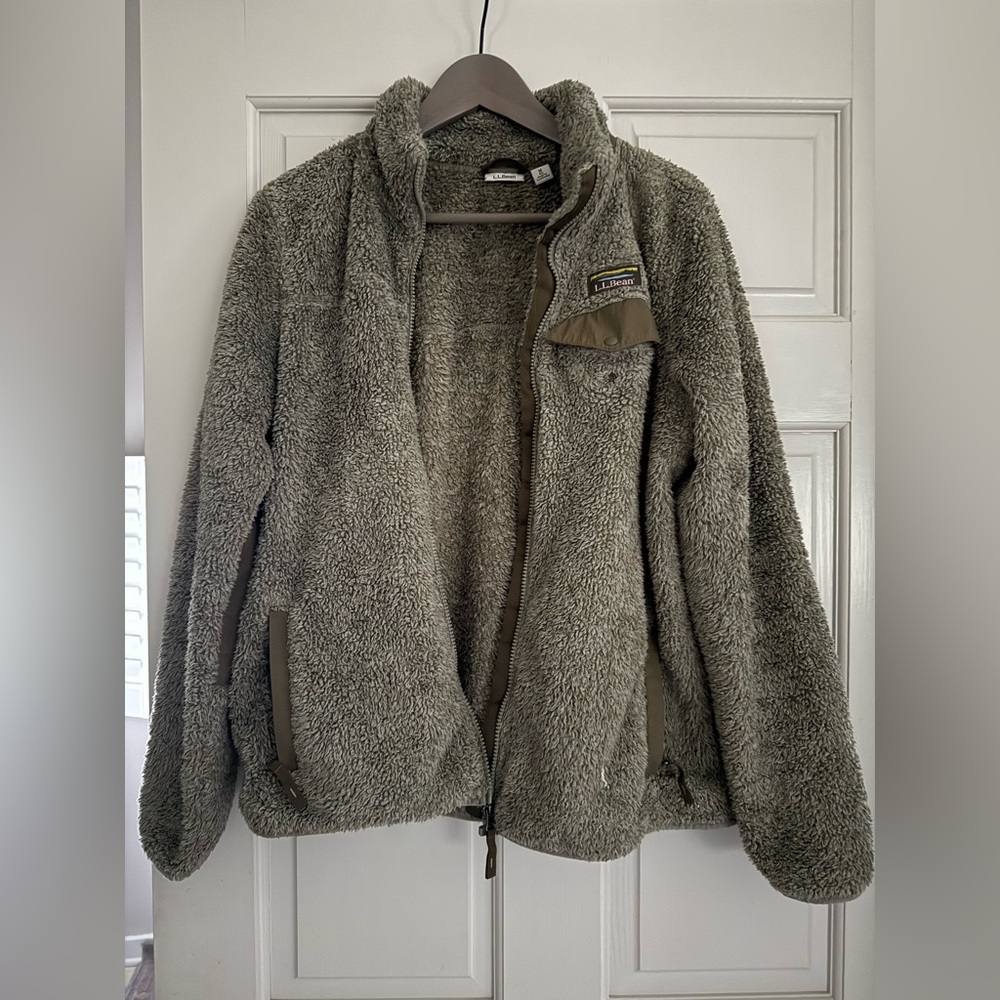 L.L. Bean Women’s Olive Hi Pile fleece